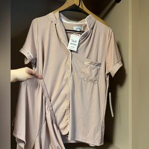 Lounge set with button up top and shorts